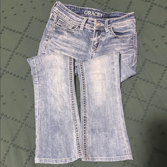 Grace Kids Western Blue Jeans - Picture 2 of 6